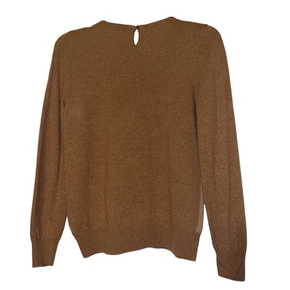 J. Crew Factory Herringbone Peter Pan Collar Sweater in Camel Brown Sz XS - Picture 9 of 12